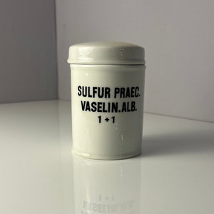 Apothekerdose Sulfur Praec. Vaselin. Alb. weiß Porzellan