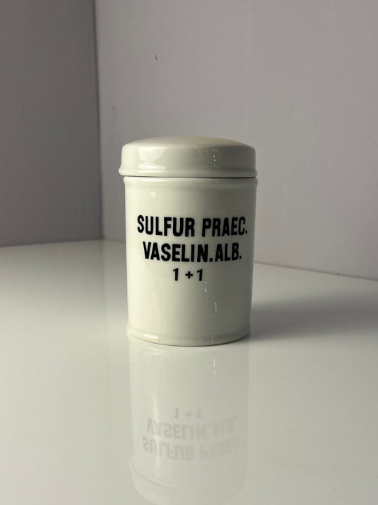 Apothekerdose Sulfur Praec. Vaselin. Alb. weiß Porzellan