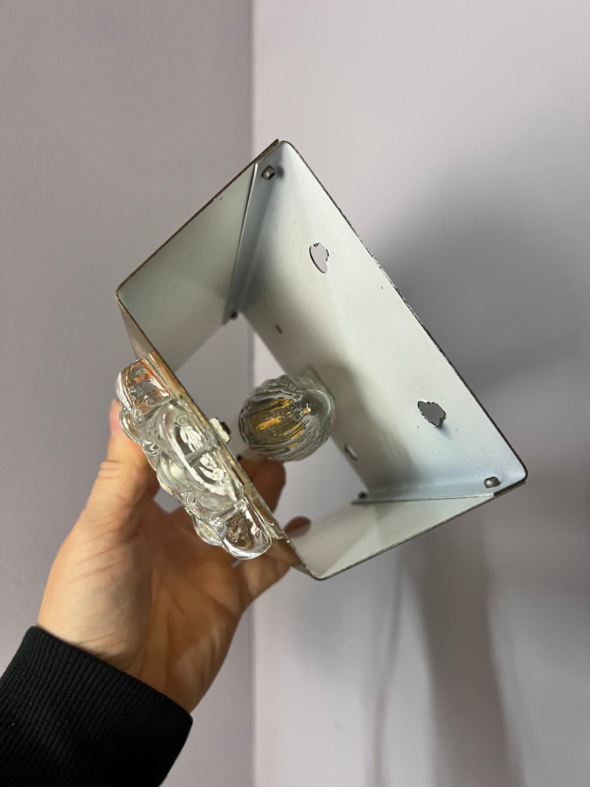 Wandlampe Eisglas & Messing