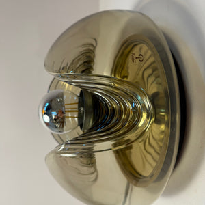 Kleine Wandlampe Futura Rauchglas Messing von Koch & Lowy für Peill & Putzler