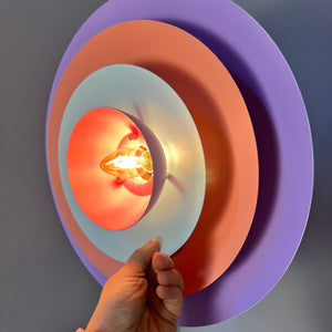 Lamellenlampe neu lackiert flieder peach pink aus Dänemark