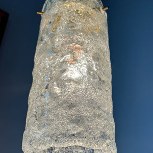 Hängelampe Eisglas Messing von J.T. Kalmar für Kalmar Franken KG
