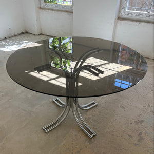 Runder Esstisch Rauchglas Chrom - Standard Gestell