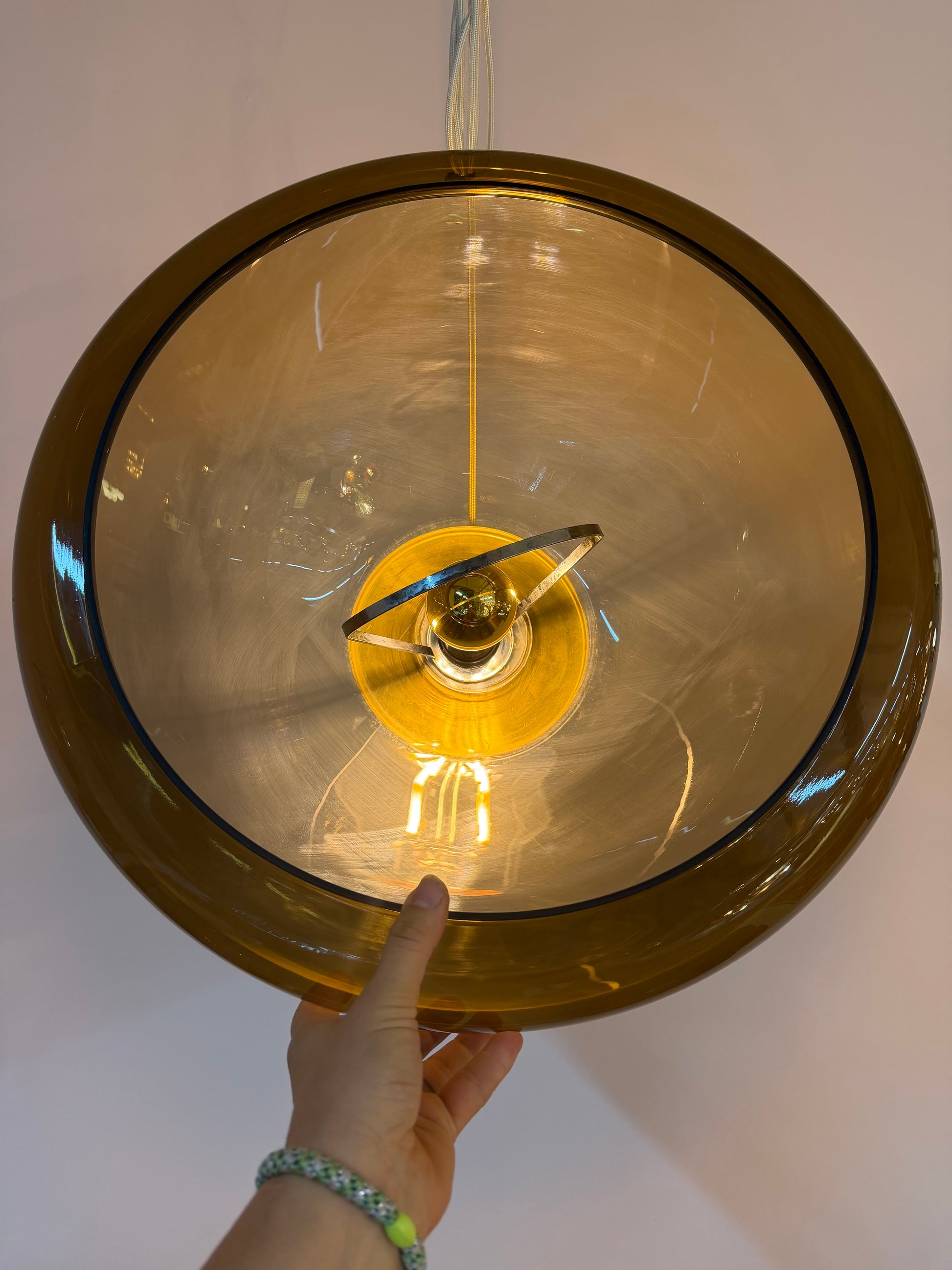 Hängelampe braun transparent Kunststoff