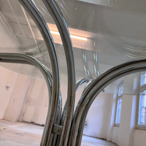 Runder Esstisch ∅ 120 cm Glas & Chrom von Gastone Rinaldi