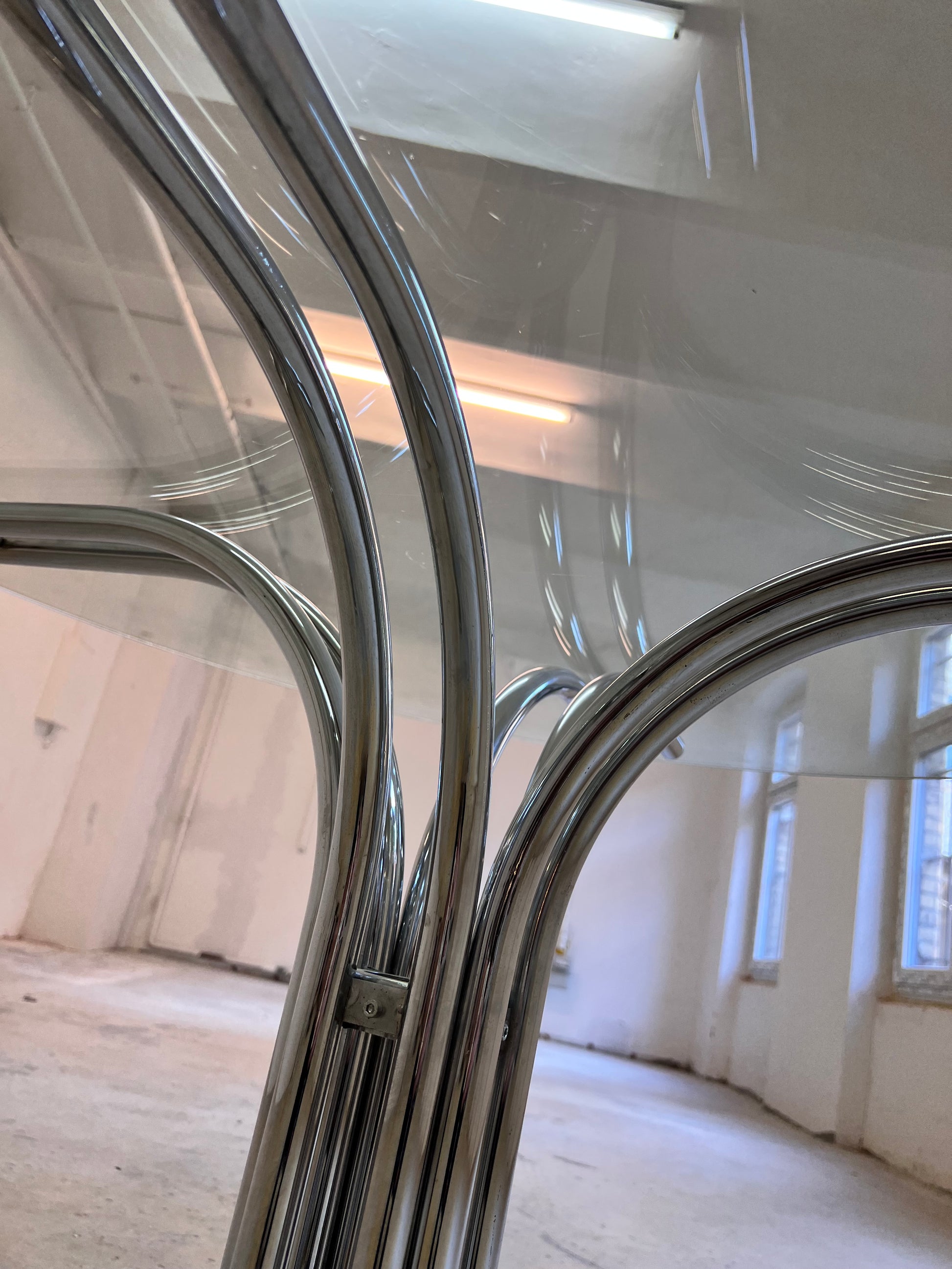 Runder Esstisch ∅ 120 cm Glas & Chrom von Gastone Rinaldi