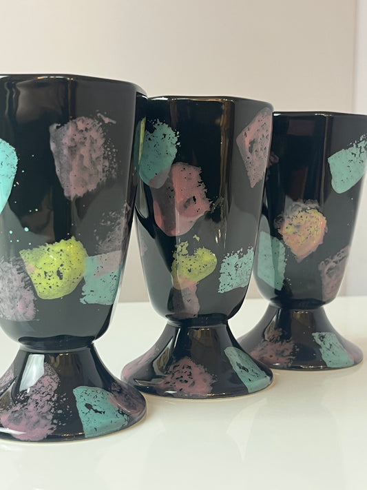 Set: 6x Tasse schwarz pastell