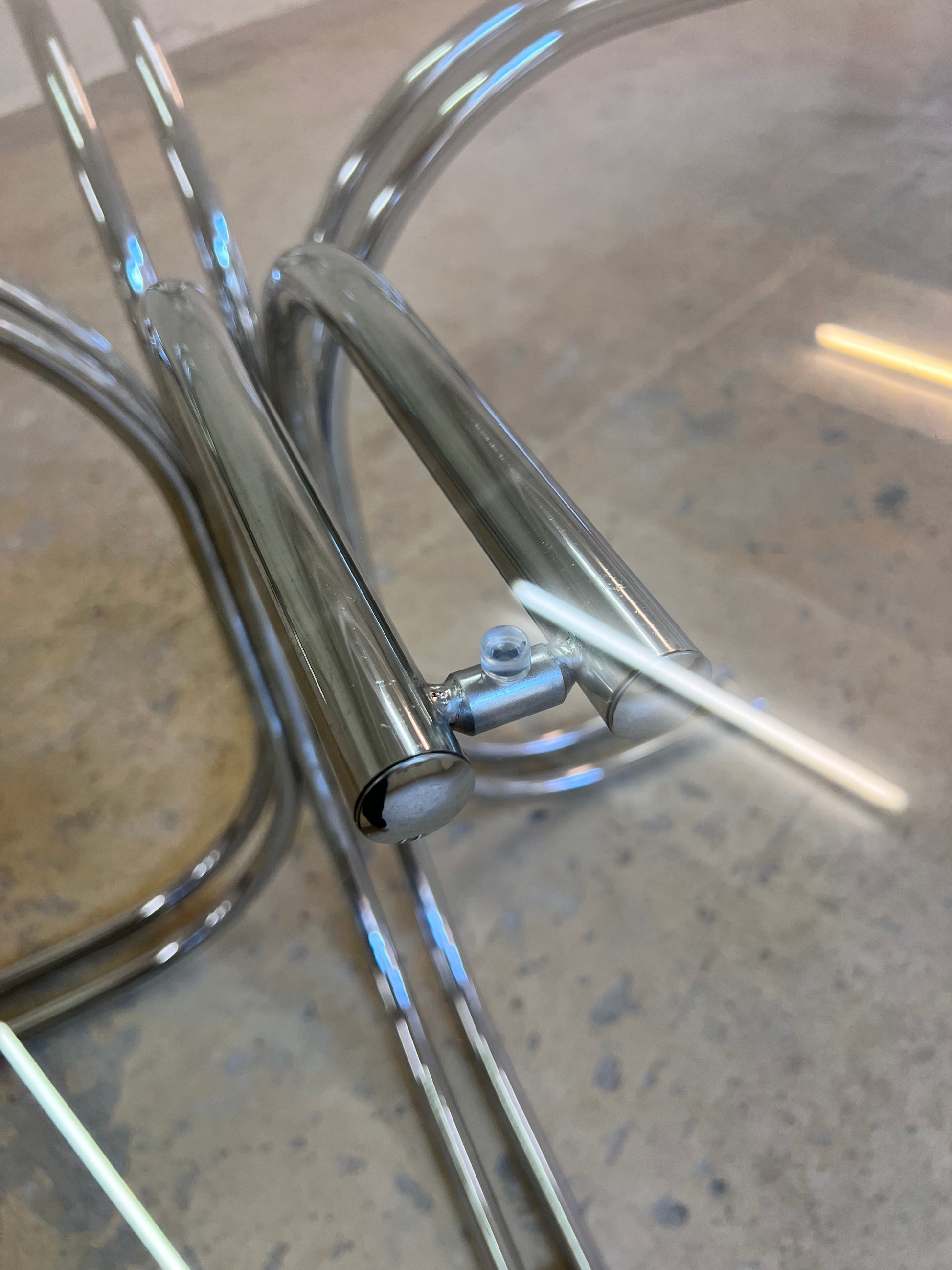 Runder Esstisch ∅ 120 cm Glas & Chrom von Gastone Rinaldi