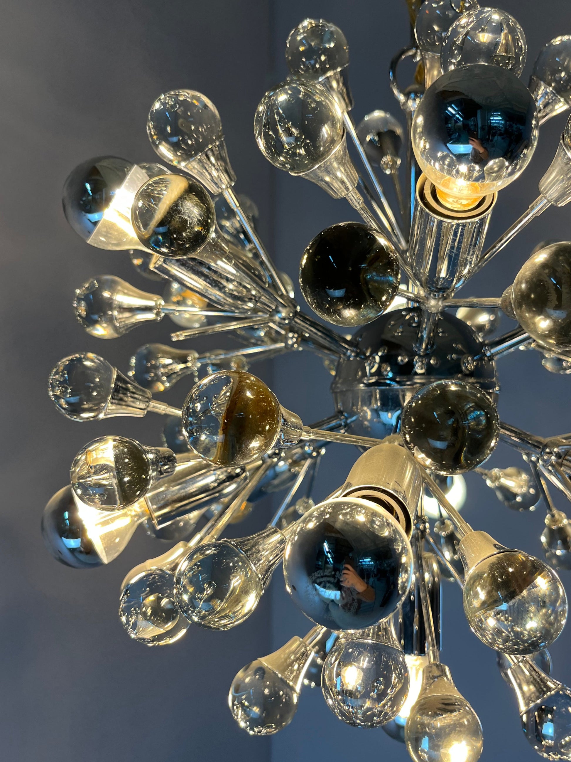 Sputnik Kronleuchter Chrom Glas aus Italien
