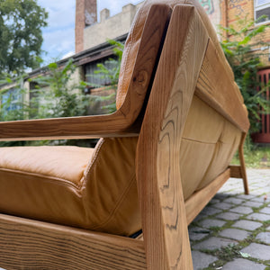 3-Sitzer Sofa gelb Echtleder Holz von Rolf Benz