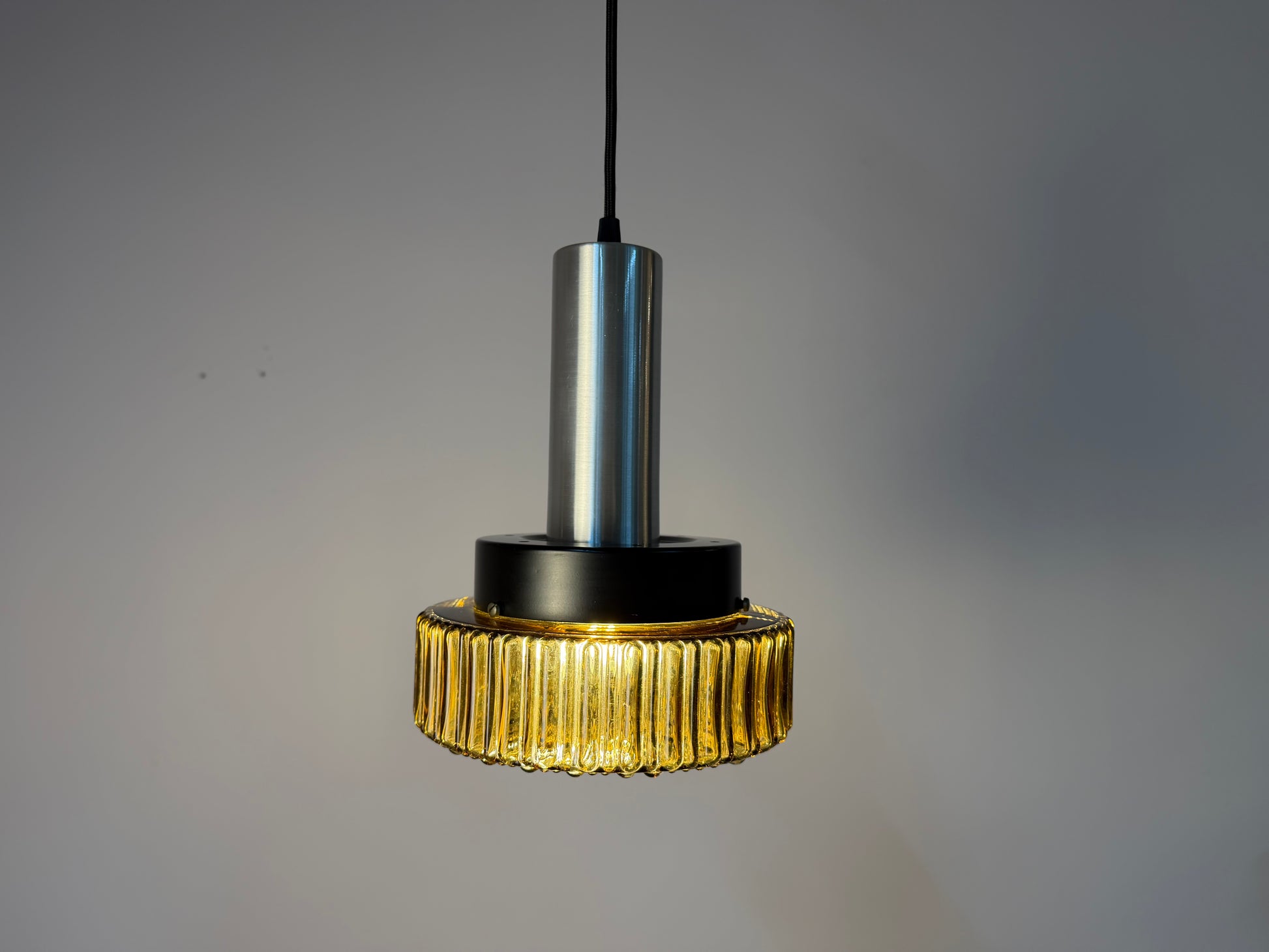 Hängelampe braun Glas Metall
