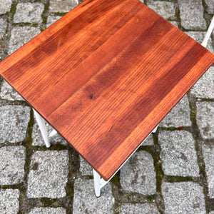 Tritthocker weiß Teak mit Klappleiter