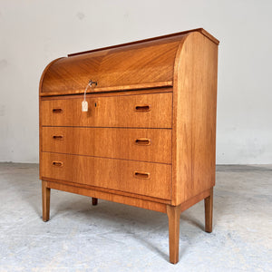 Sekretär Teak halbrund mit Schloss aus Dänemark