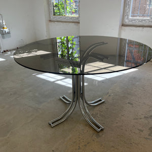 Runder Esstisch Rauchglas Chrom - Standard Gestell