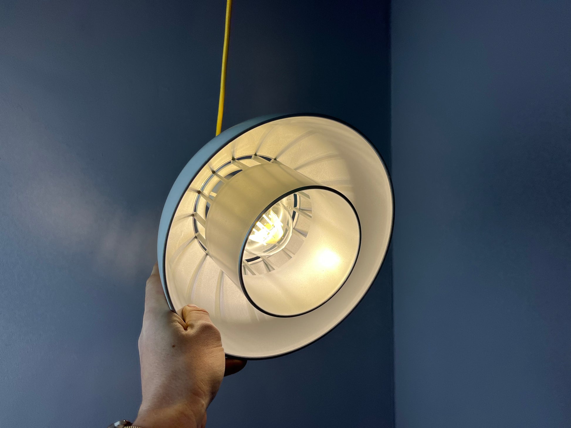 Hängelampe Minisol weiß silber neu lackiert von K. Kewo für Nordisk Solar