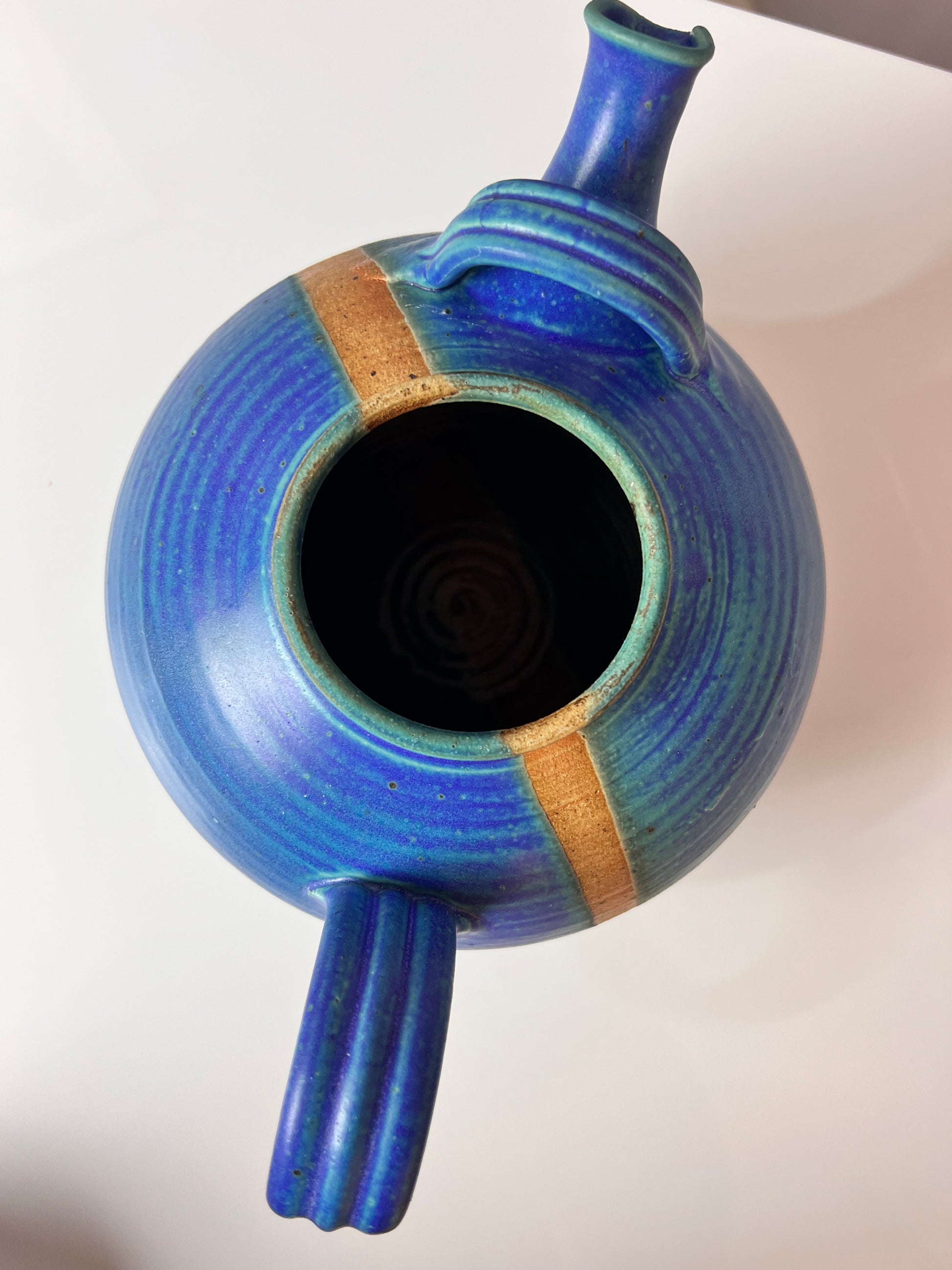 Teekanne blau Keramik aus Dänemark