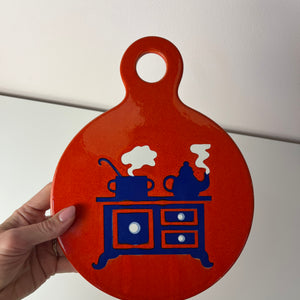 Wanddeko blau rot mit Küchenmotif von Wächtersbach
