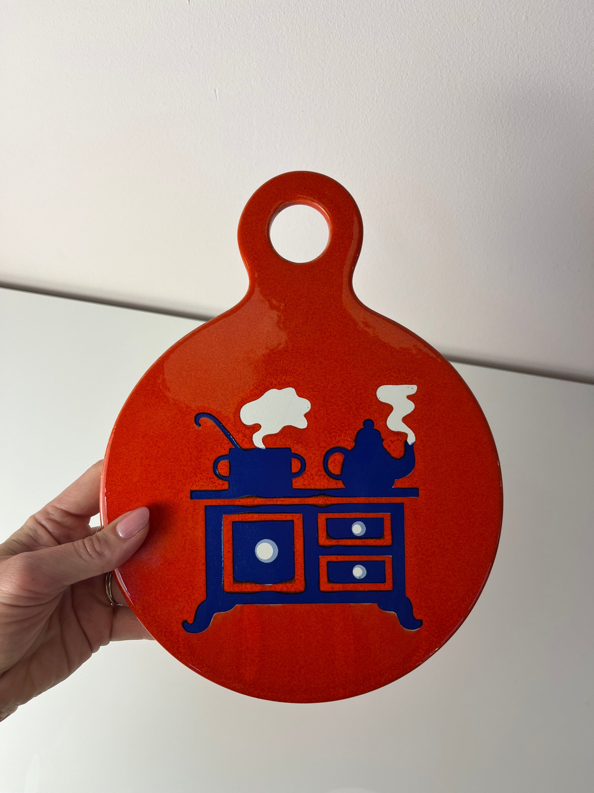 Wanddeko blau rot mit Küchenmotif von Wächtersbach