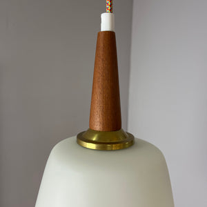 Hängelampe Opalglas Teak aus Dänemark