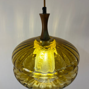 Hängelampe Glas Teak von Orrefors
