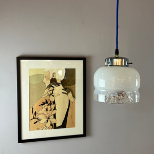 Hängelampe weiß gelb Muranoglas von Mazzega