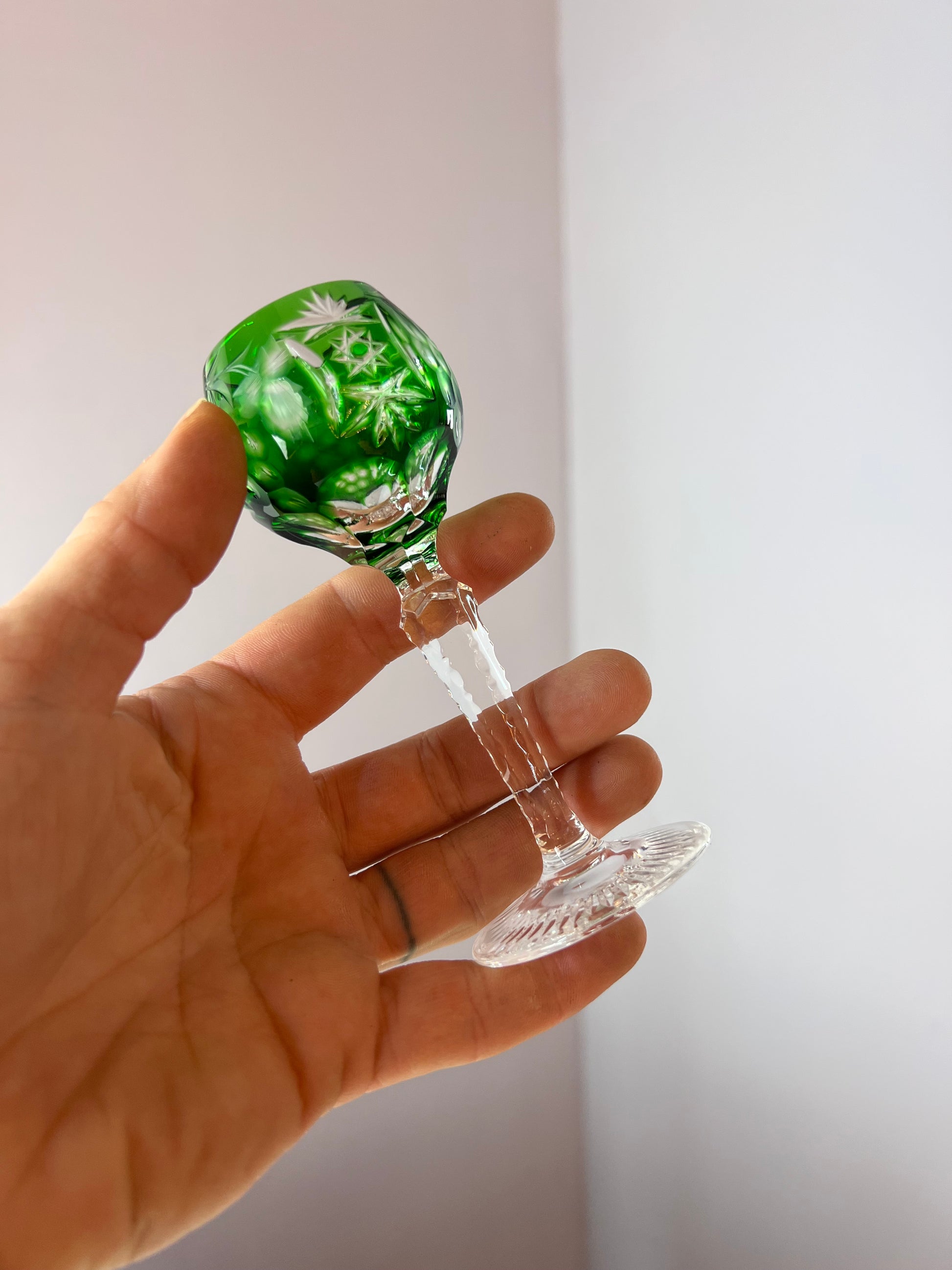 Set: 5x Römer Likörglas gelb grün Kristallglas