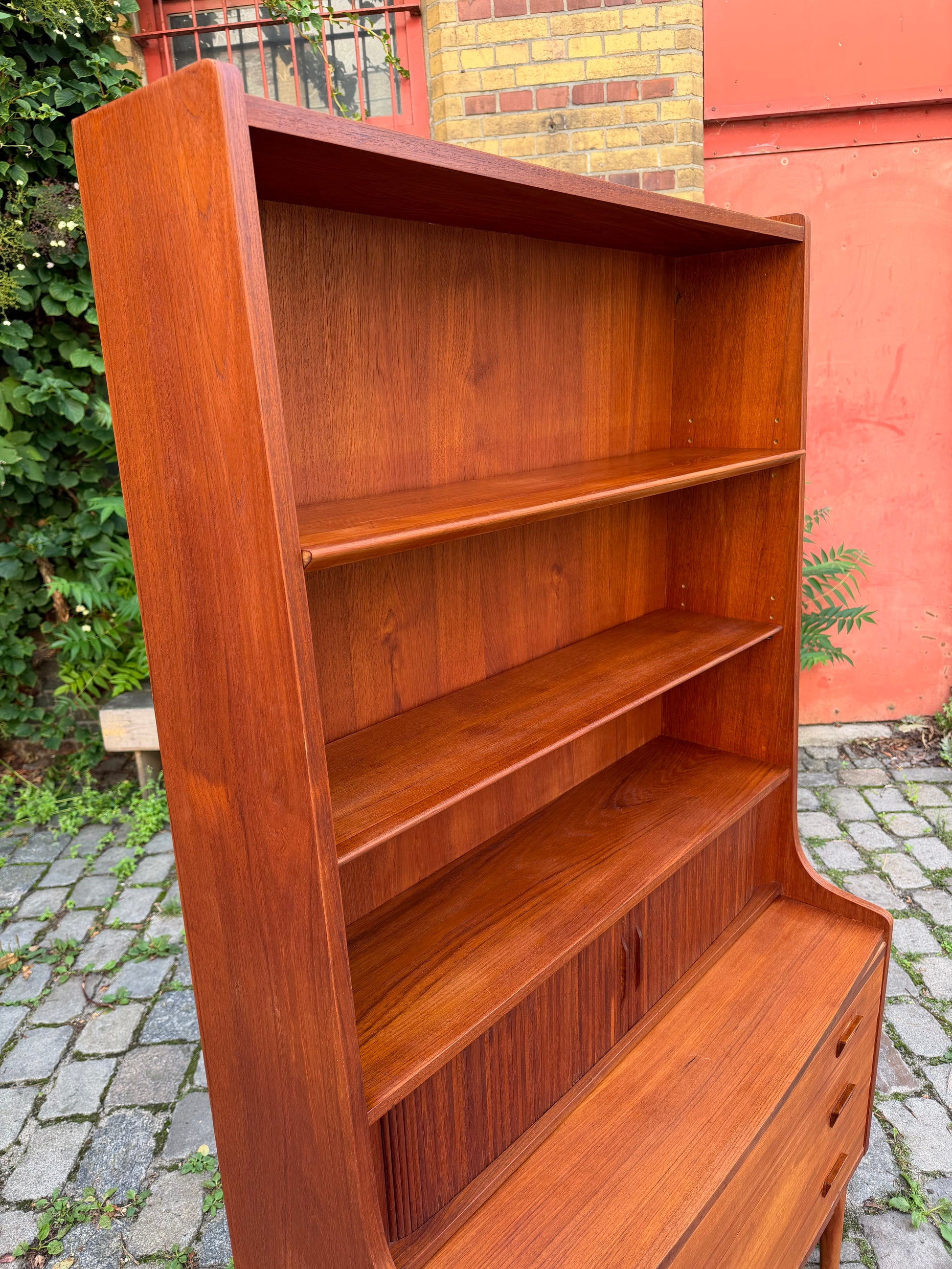 Bücherregal Teak mit Sekretär von Johannes Sorth für Nexø