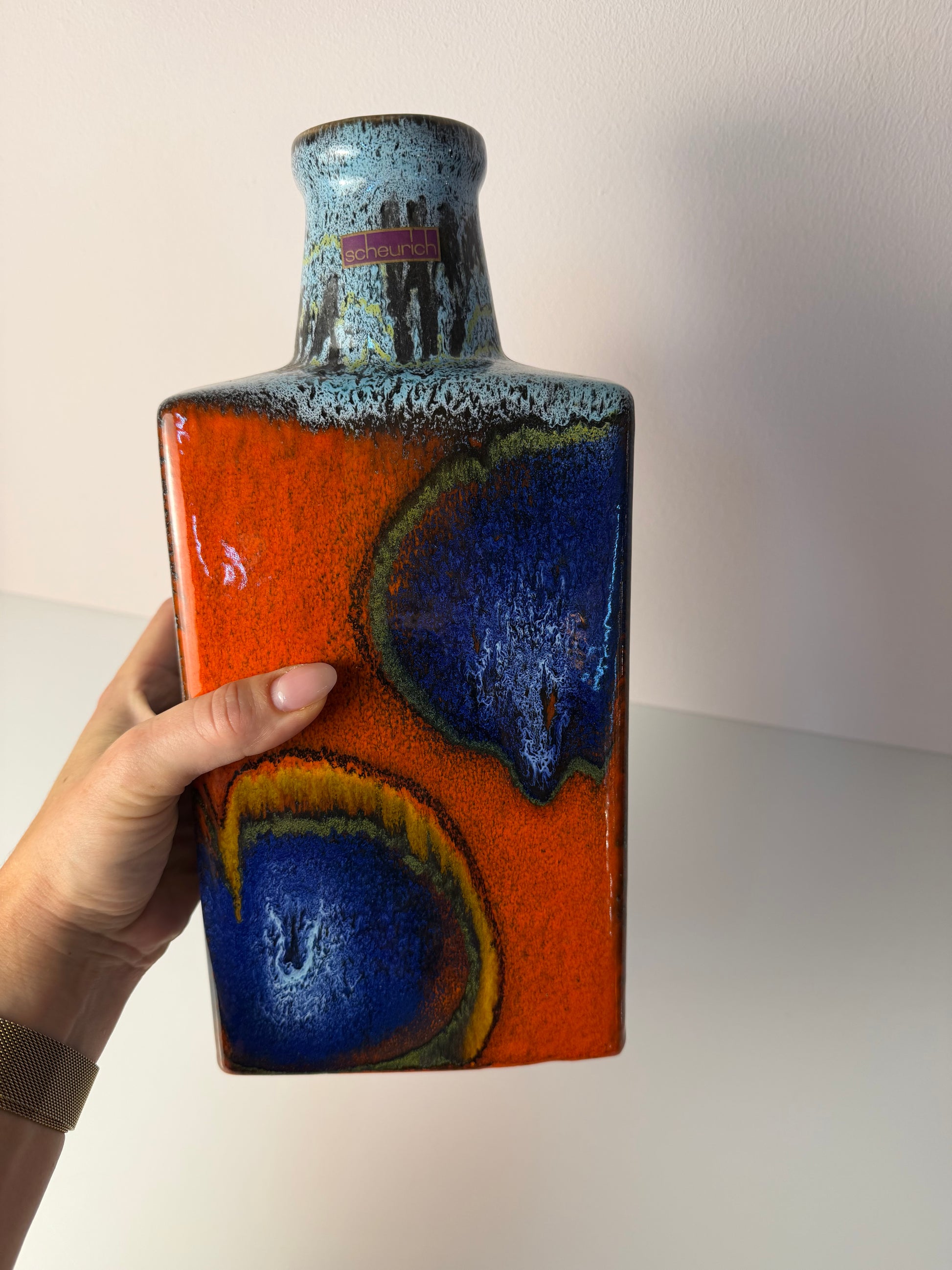 Vase 281-30 Fat Lava blau rot von on Scheurich West Germany