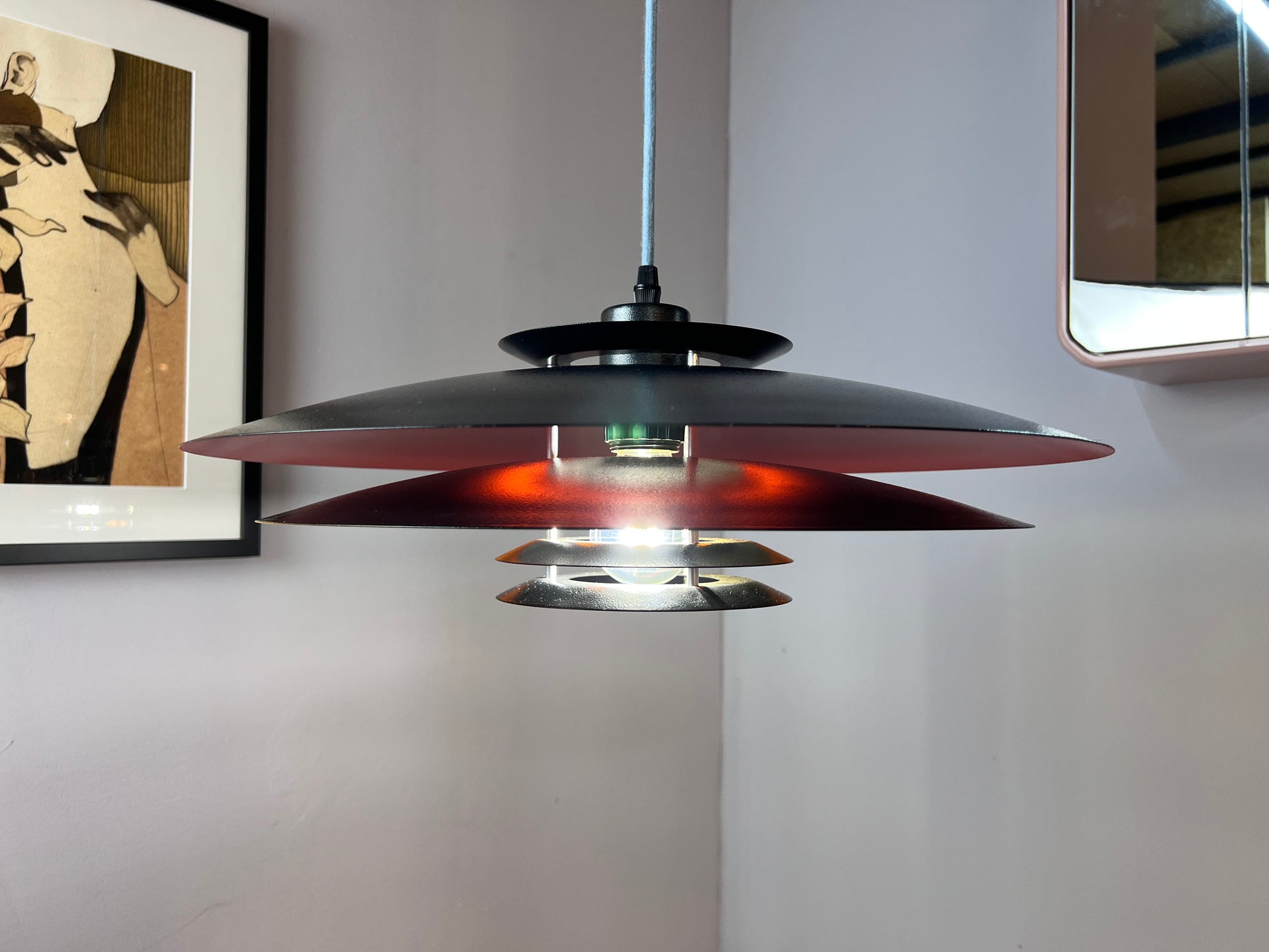 Lamellenlampe neu lackiert orange schwarz