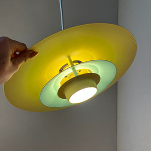 Lamellenlampe neu lackiert flieder gelb mint aus Dänemark