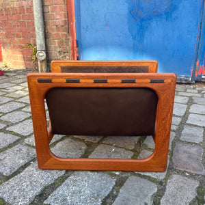 Zeitungsständer Teak Echtleder mit zwei Fächern von Aksel Kjersgaard für Salin Møbler