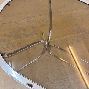 Ovaler Esstisch Chrom & Rauchglas von Gastone Rinaldi für Rima