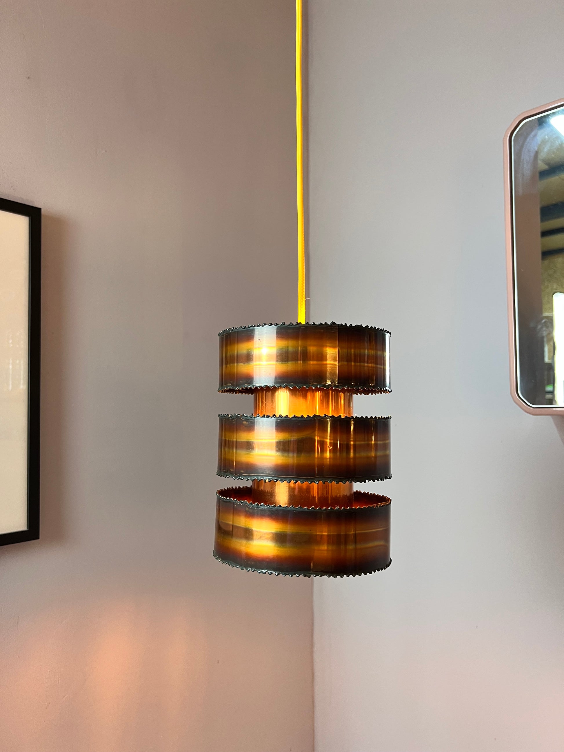 Brutalistische Kupfer Hängelampe von Svend Aage Holm Sørensen for Holm-Sørensen & Co