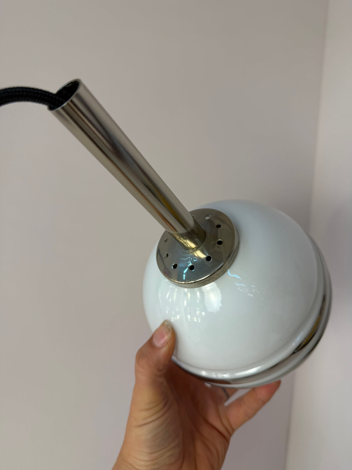 Kugellampe weiß silber Glas