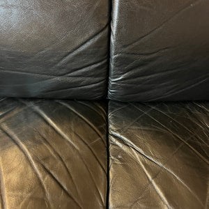 3-Sitzer Sofa schwarz Echtleder