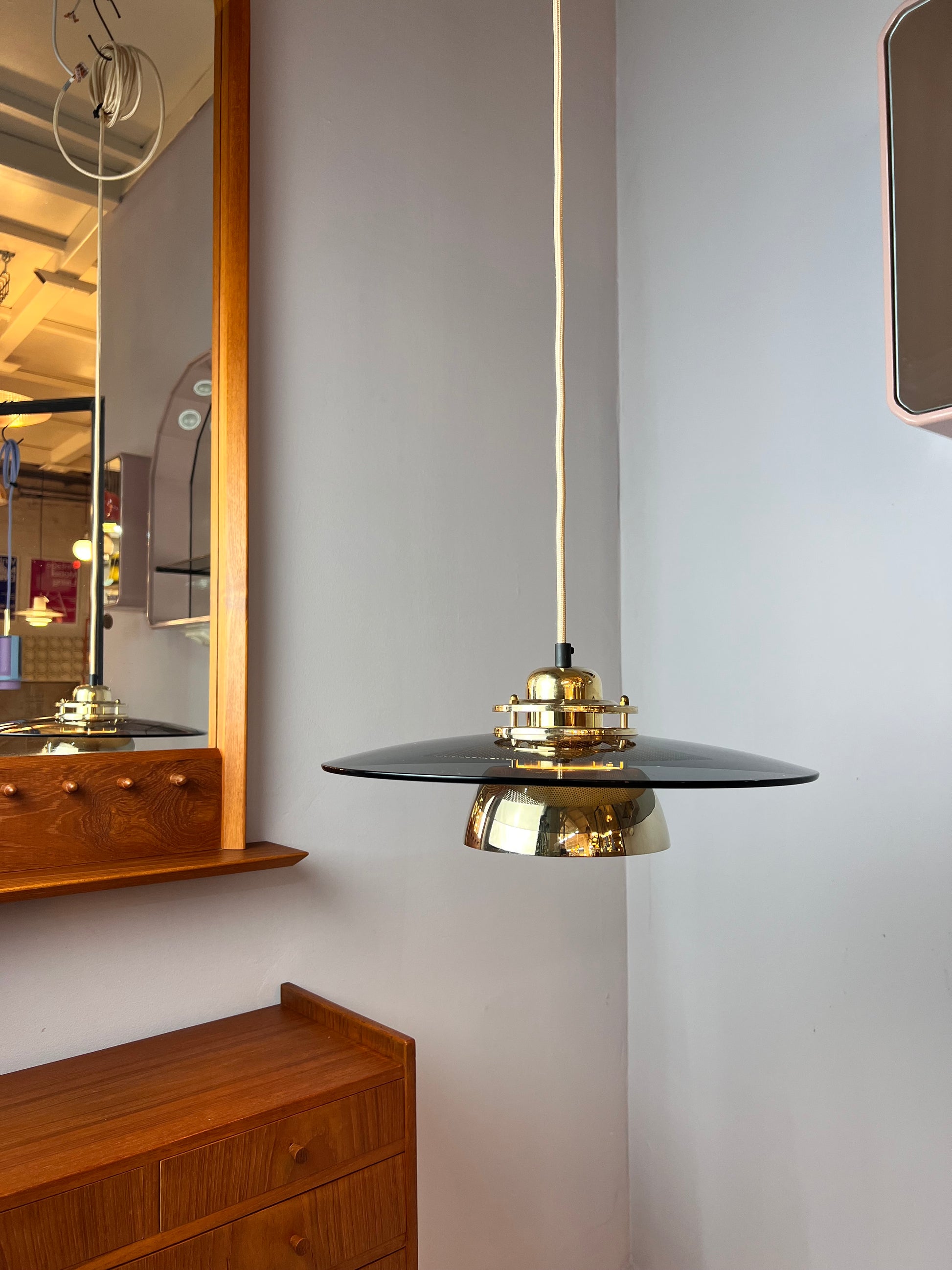 Lamellenlampe Gold Rauchglas aus Dänemark