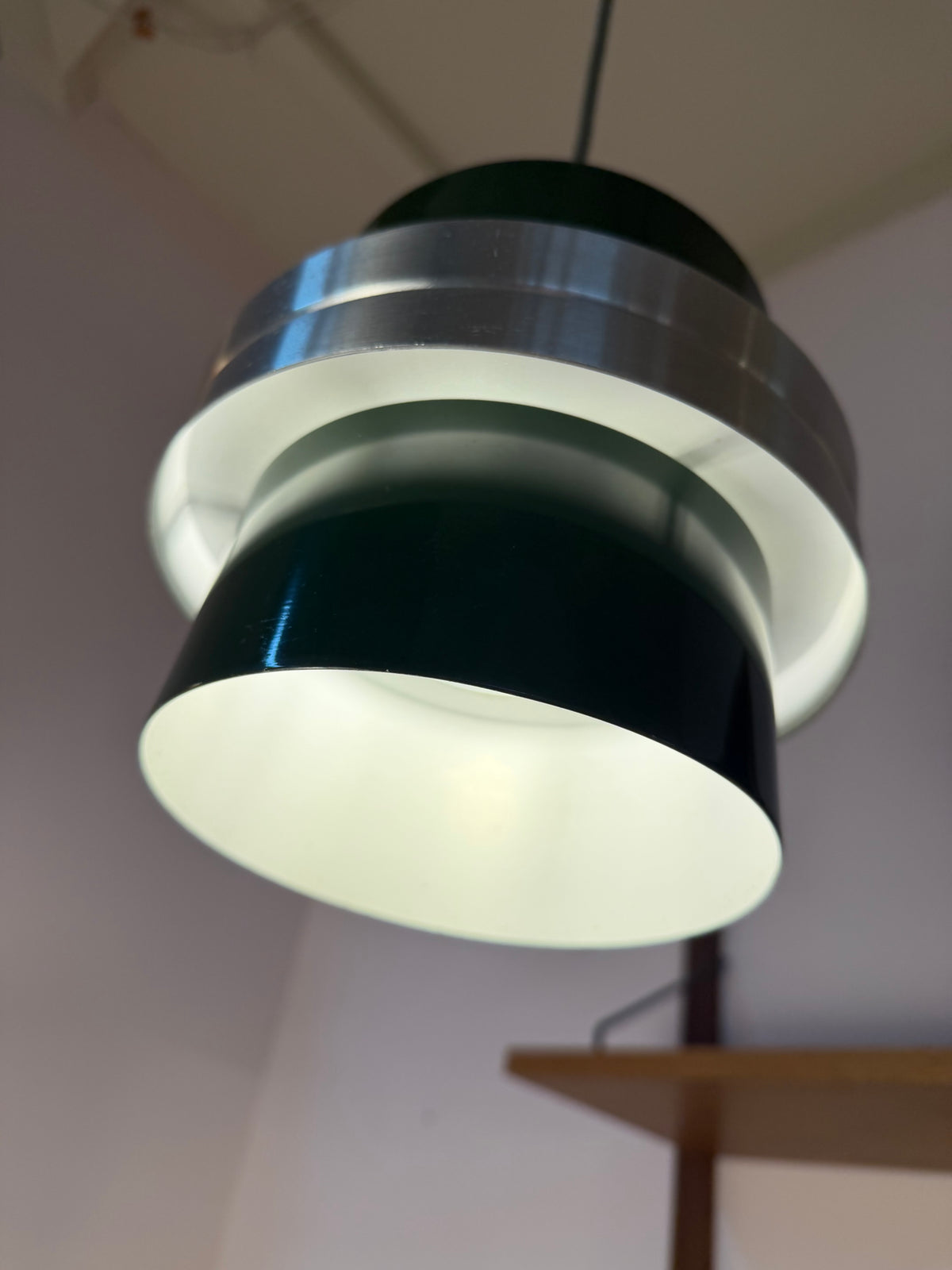 Hängelampe grün silber aus Dänemark