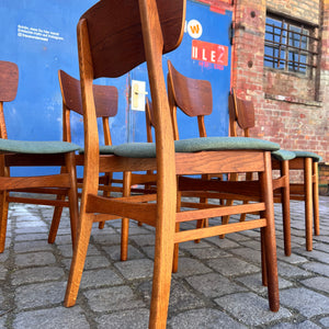 Set: 6x Esszimmerstuhl grau Teak neu gepolstert