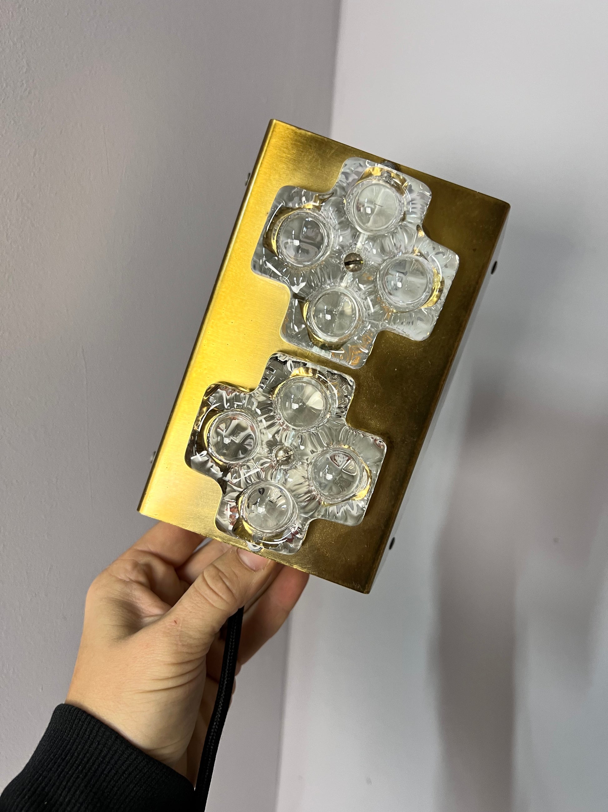 Wandlampe Eisglas & Messing