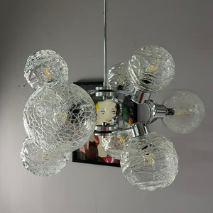 Sputnik Kronleuchter Glas Chrom