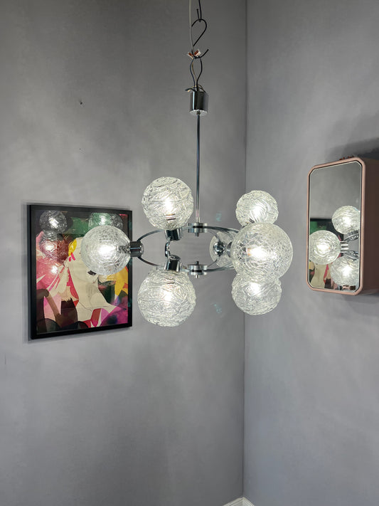 Sputnik Kronleuchter Glas Chrom