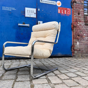 Sessel beige Kord Chromgestell