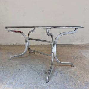 Ovaler Esstisch Chrom & Rauchglas von Gastone Rinaldi für Rima