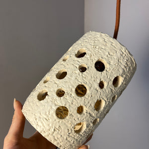 Hängelampe beige Keramik mit Glaseinsatz