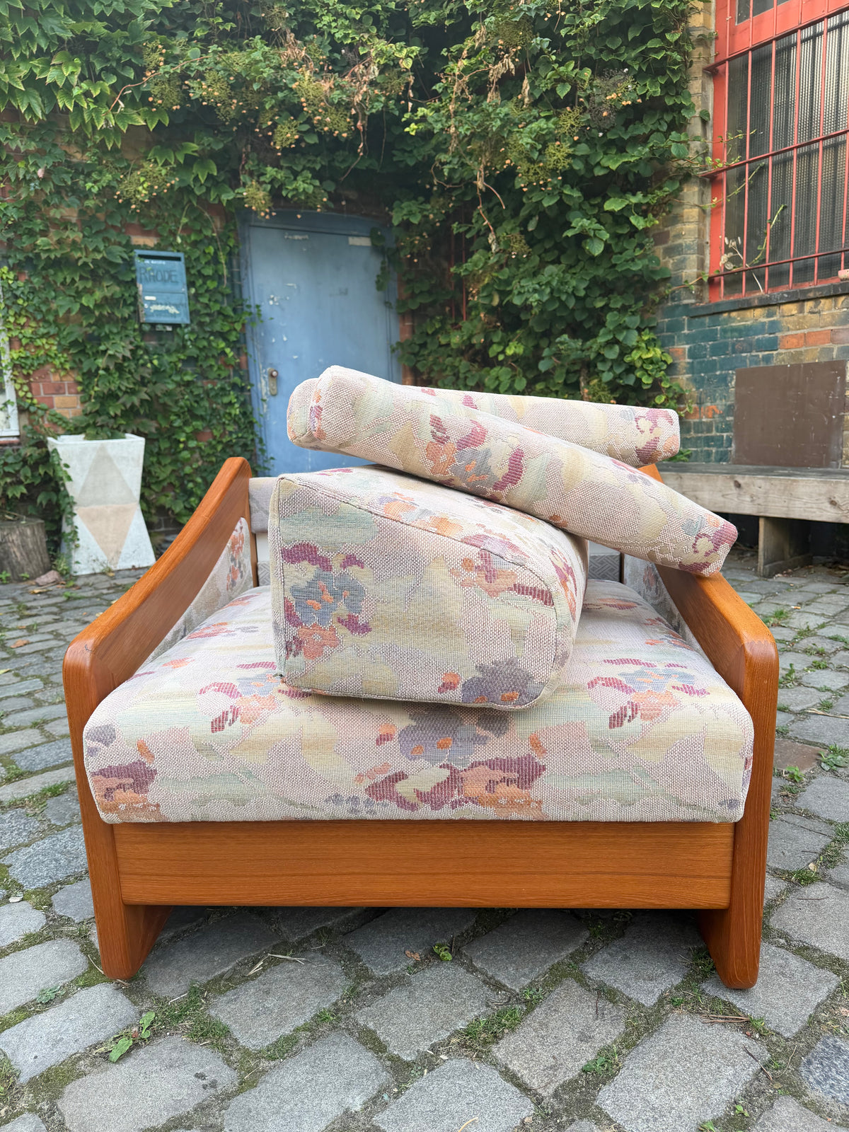 Schlafsessel / Gästebett Teak Textilstoff aus Dänemark