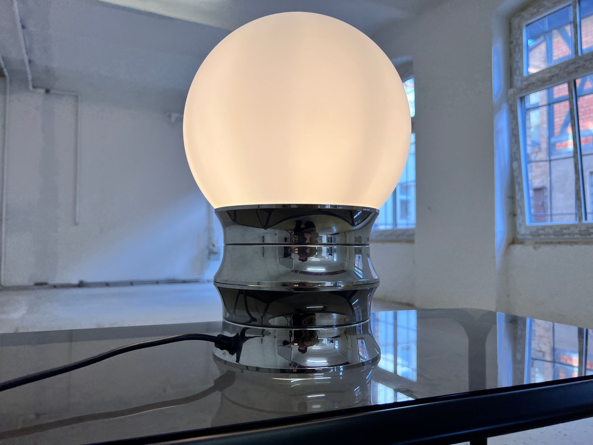 Tischlampe Chrom Opalglas von VEB NARVA