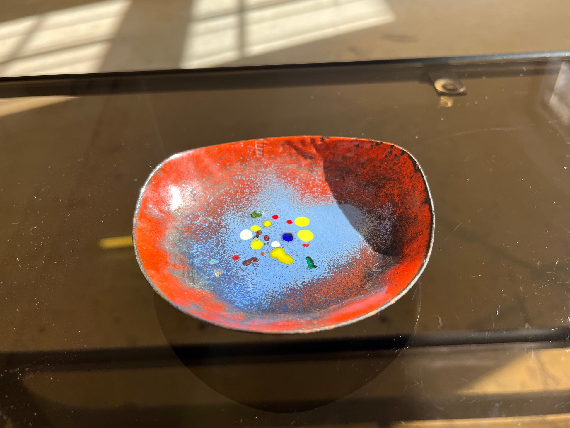Mini Schale rot blau Emaille