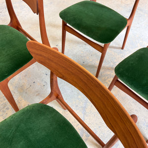 Set: 4x Polsterstuhl grün Teak von Schiønning & Elgaard für Randers Møbelfabrik