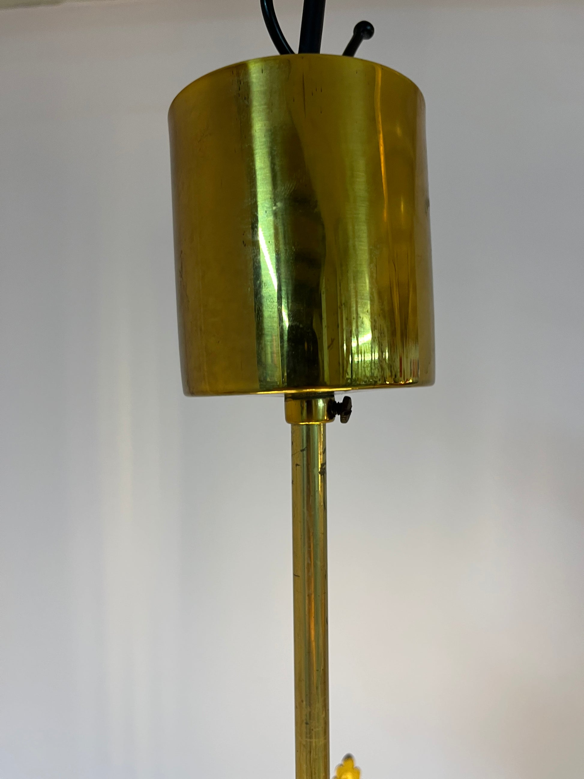 Kleiner Lilien Kronleuchter Glas Messing aus Deutschland