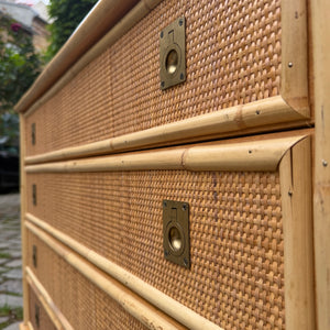 Kommode Rattan Bambus mit Messinggriffen von Dal Vera